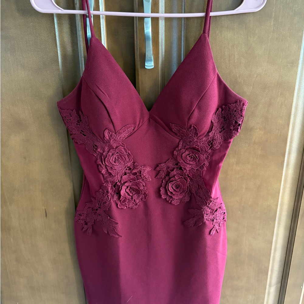 Windsor Deep Red Dress with Lace Accents